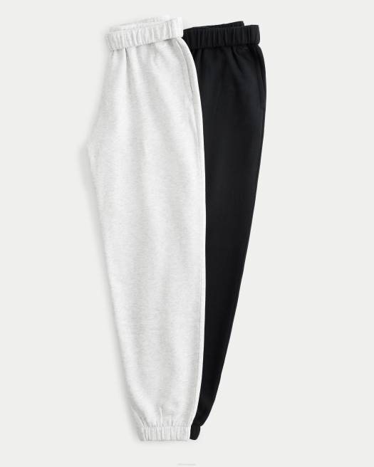 Hollister femmes gris chiné clair-noir Feel Good Lot de 2 pantalons de jogging en molleton à taille réglable 4P84777