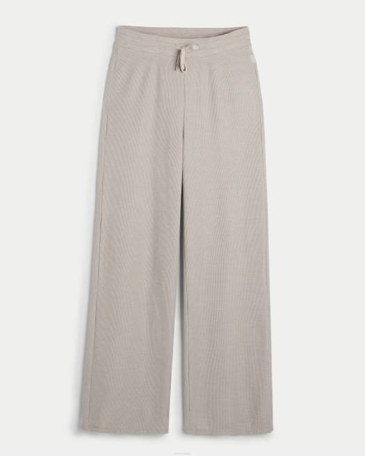 Hollister femmes beige gilly hicks pantalon large confortable à micro-gaufres 4P84778
