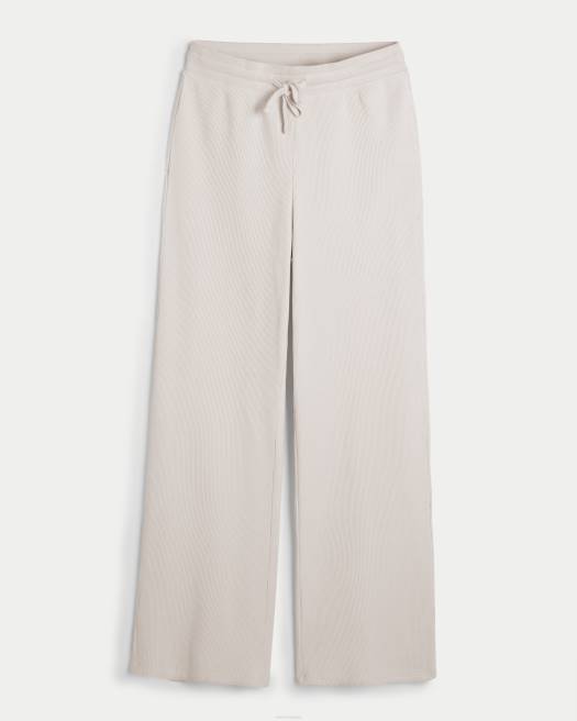 Hollister femmes blanc gilly hicks pantalon large confortable à micro-gaufres 4P84779