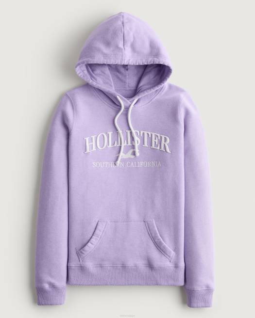 Hollister femmes violet sweat à capuche à logo imprimé 4P84155