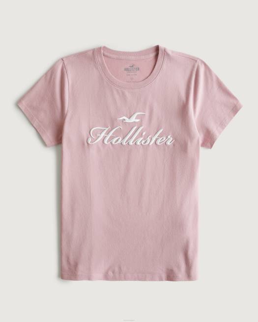 Hollister femmes rose t-shirt graphique à logo 4P84153